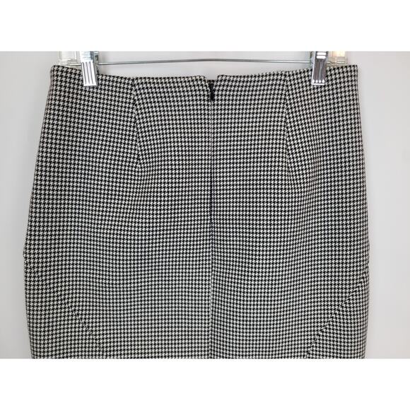 Banana Republic Womens Houndstooth Front Slit Stretchy Skirt Black White Size 4 - Picture 6 of 11